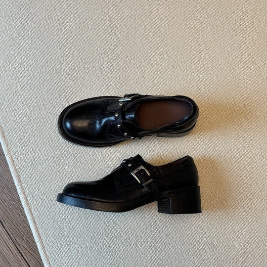 Damen modische Plateau-Schuhe mit dekorativen Riemen und komfortablem Blockabsatz EB