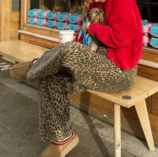 Damen Weite Hose im Leopardenmuster EB