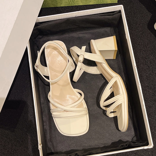 Damen Elegante Riemchen-Sandalen mit Blockabsatz EB