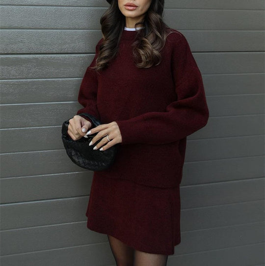 Damen bequemer Strickpullover mit überschnittenen Schultern und modischem Saum EB