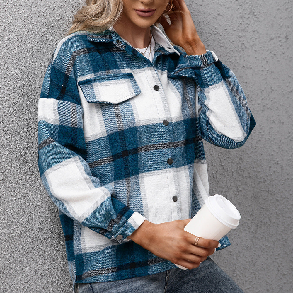 Damen Karierte Overshirtjacke im lässigen Schnitt EB