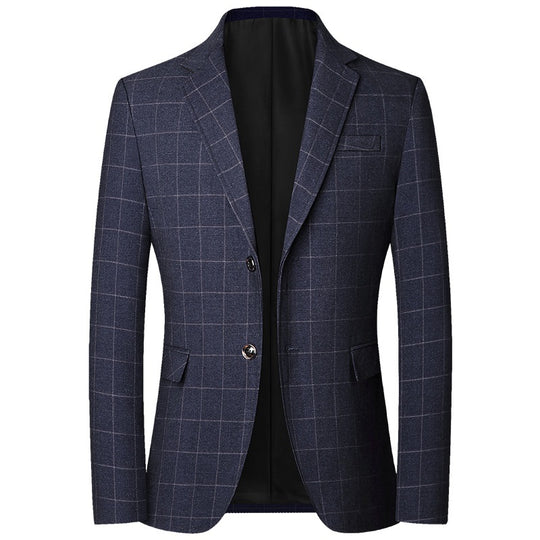 Herren Modernes Slim-Fit Sakko mit dezentem Karomuster aus leichtem Mischgewebe EB