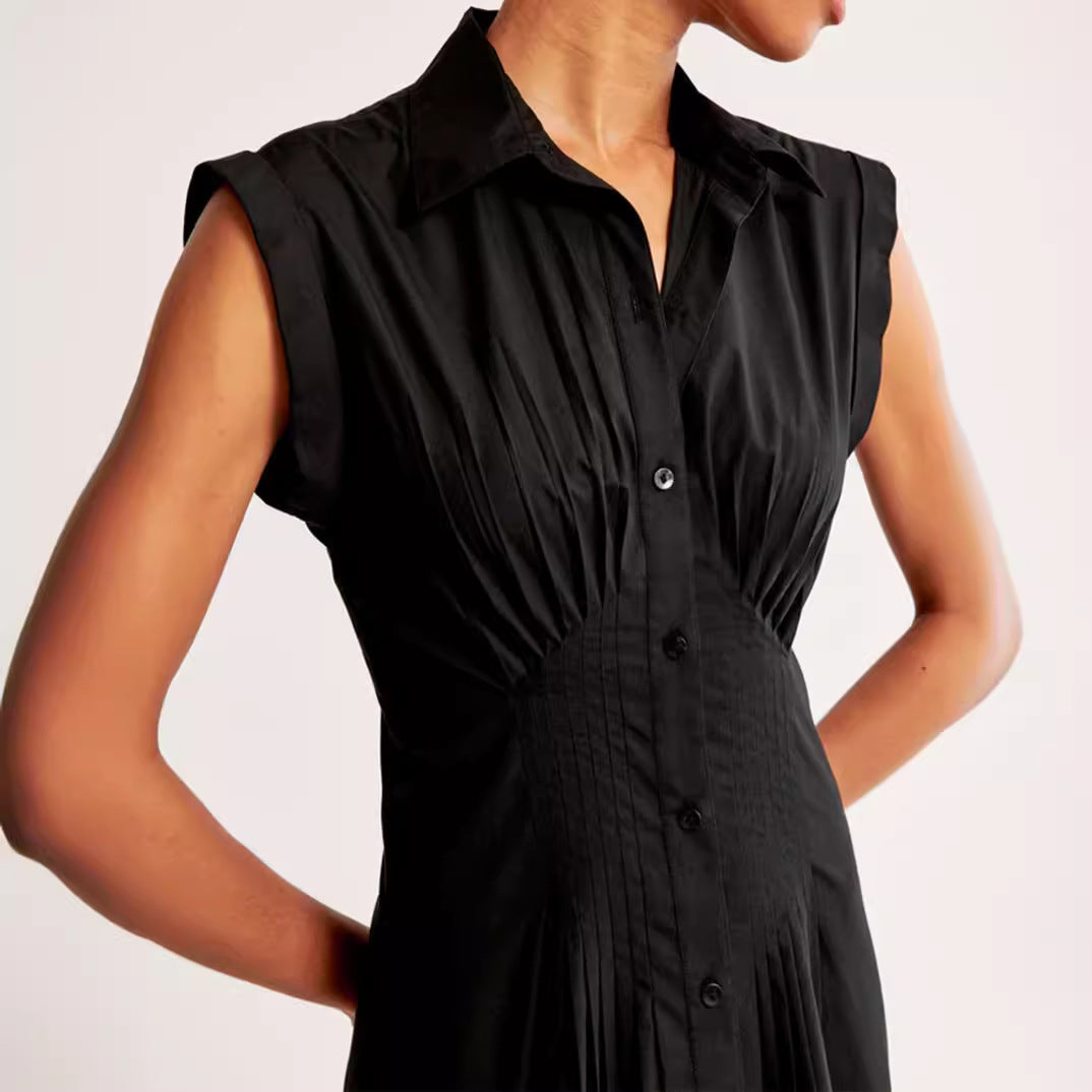 Damen Maxikleid mit Schulterklappen und klassischem Knopfverschluss EB