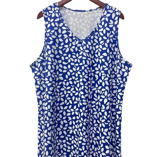 Damen ärmelloses V-Top mit floralem Print und seitlichen Eingrifftaschen EB