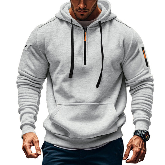 Herren Kapuzenpullover mit modernem Reißverschluss und praktischen Taschen EB