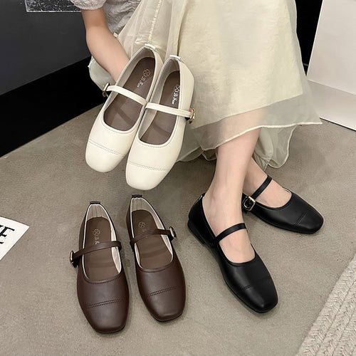Damen elegante Mary Jane Ballerinas mit verstellbarem Riemen EB