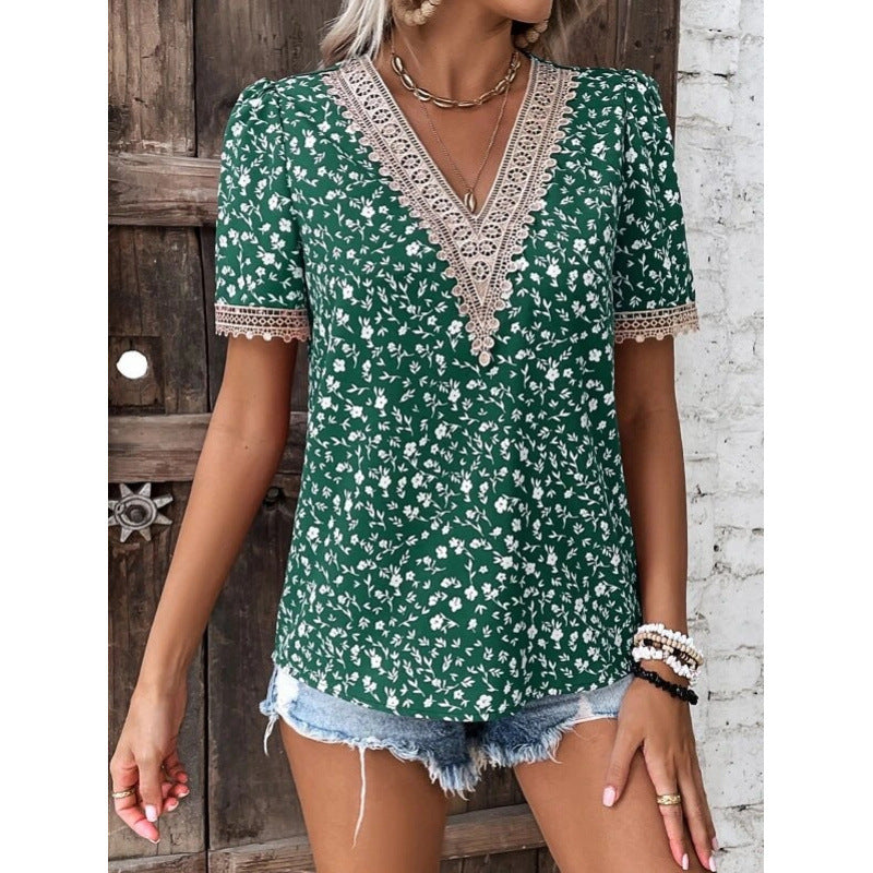 Damen Floral Bestickte Freizeitbluse EB