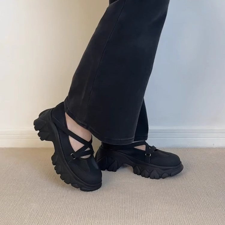 Damen Bequeme Slipper mit stylischem Kreuzband und dicker Profilsohle EB