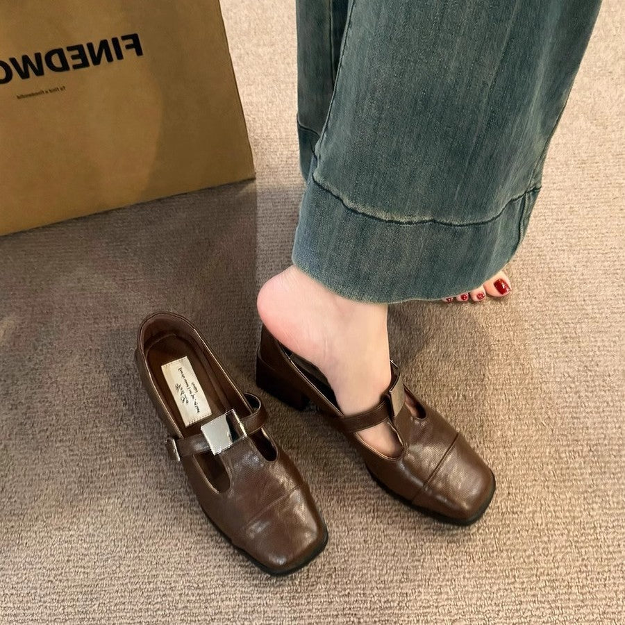 Damen Mary Jane Blockabsatzschuhe mit modischem Schnallenverschluss EB