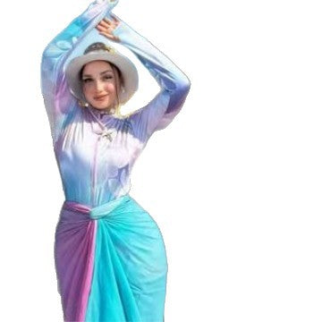 Damen modischer Strandanzug mit Wickelrock und UV-Schutz EB