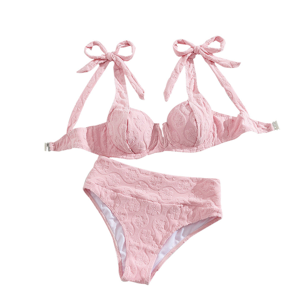 Damen Push-Up-Bikini mit floralem Textildesign EB