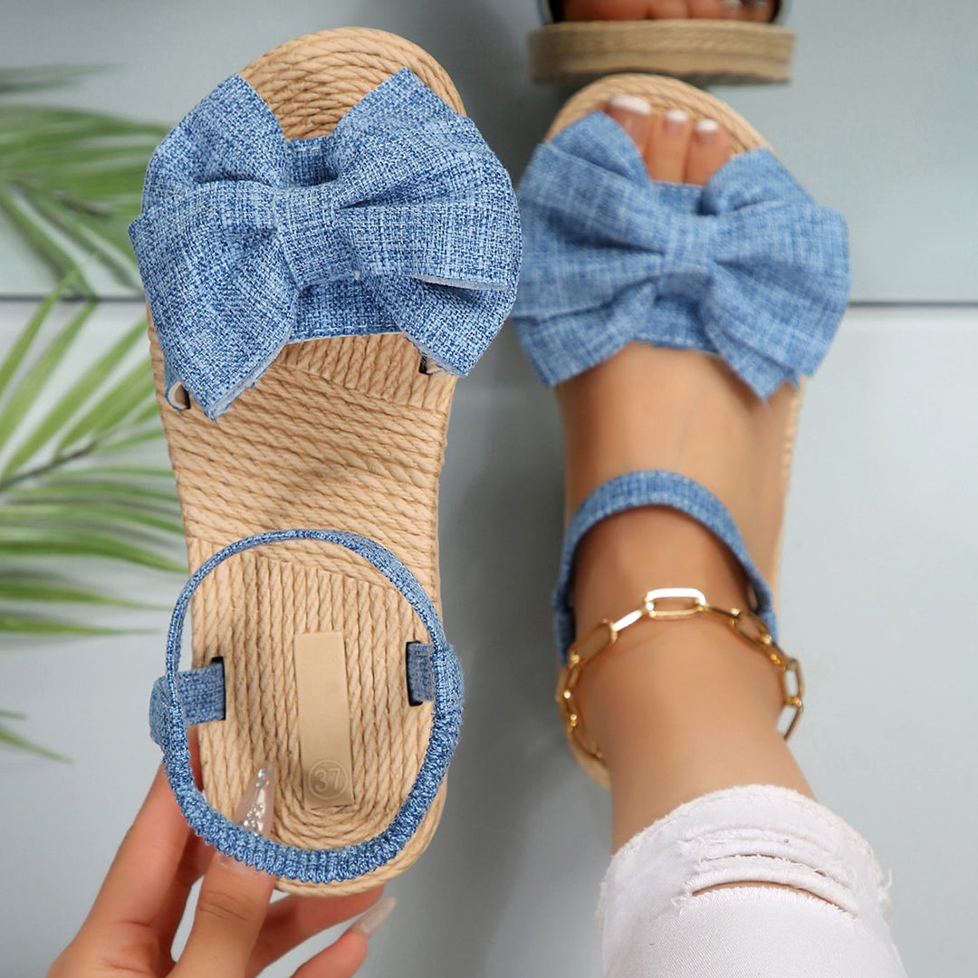 Damen Espadrilles Sandalen mit großem Schleifen-Detail EB