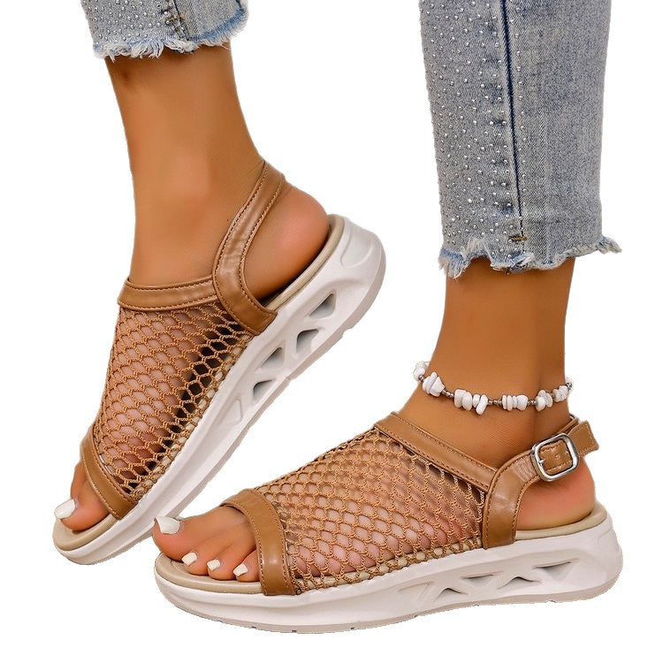 Damen Atmungsaktive Mesh-Sandaletten mit verstellbarem Riemendesign und komfortablem Fußbett EB