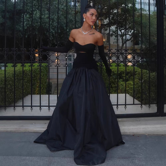 Damen bodenlanges Kleid mit herzförmigem Ausschnitt und raffiniertem Bustier EB