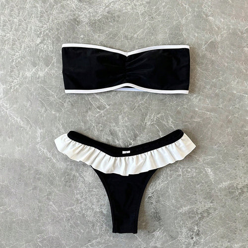 Damen Bandeau-Bikini mit Rüschendetails EB