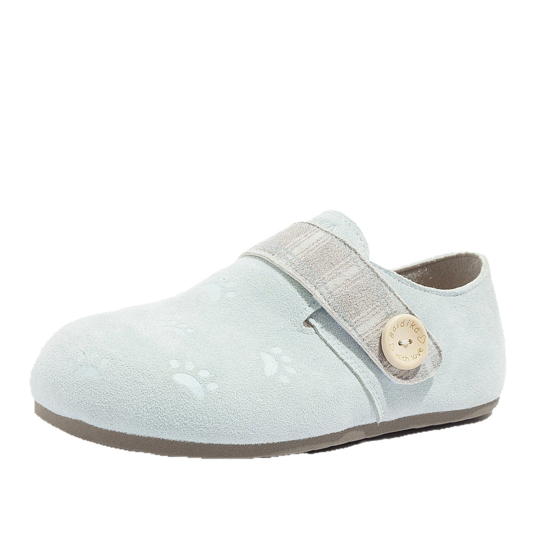 Damen Clogs mit weichem Innenfutter und dekorativem Knopfverschluss EB
