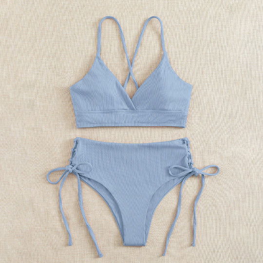Damen Hochgeschnittener Bikini mit verstellbaren Trägern EB