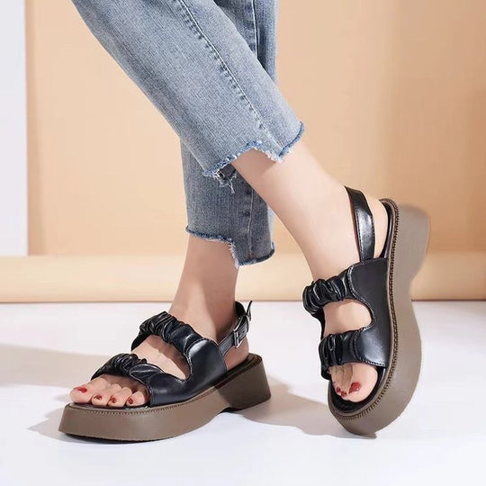 Damen trendige Sandalen mit elastischem Riemchen-Design und komfortabler Sohle EB