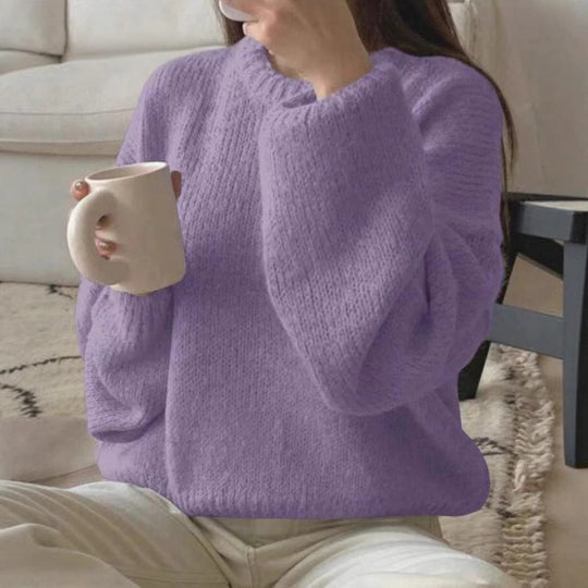 Damen Kuscheliger Strickpullover mit weitem Schnitt und klassischen Rippdetails EB