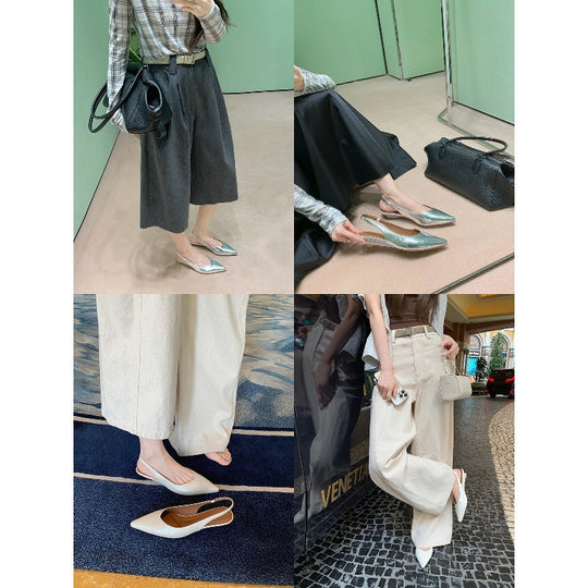 Damen Slingback-Pumps mit spitzem Zehenbereich und komfortablem Blockabsatz EB