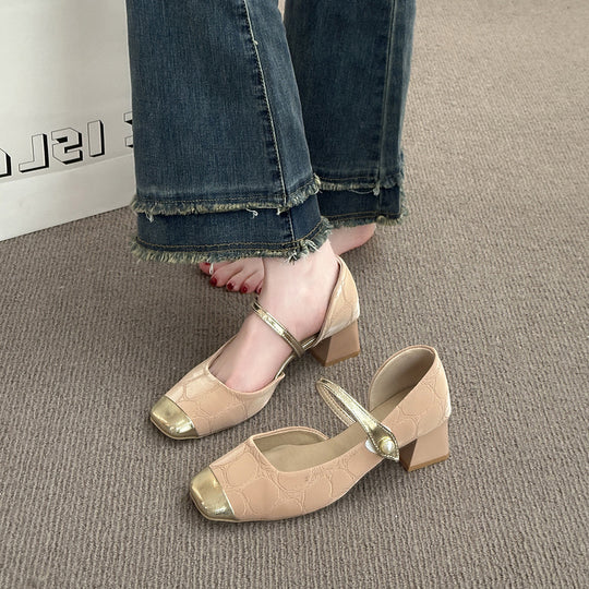 Damen elegante Sling-Ballerinas mit hochwertigem Riemen und glänzendem Zehenbereich EB