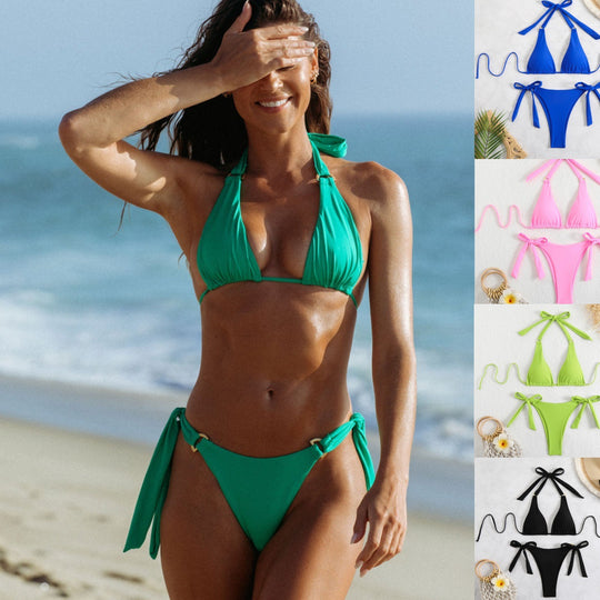Damen Triangel-Bikini mit verstellbaren Schleifen EB