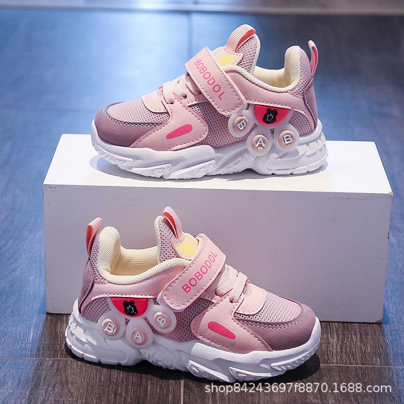 Damen Sportliche Kindersneaker mit praktischem Klettverschluss und bunten Applikationen EB