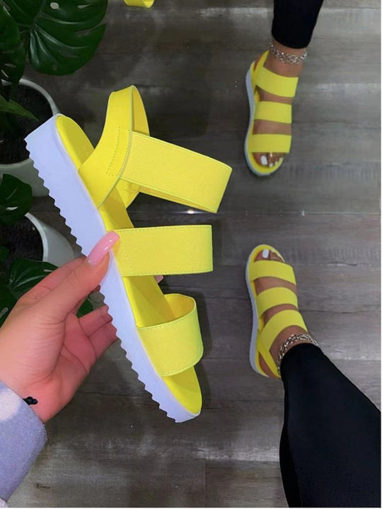 Damen Anpassbare Zehensandalen mit breiten Riemen EB