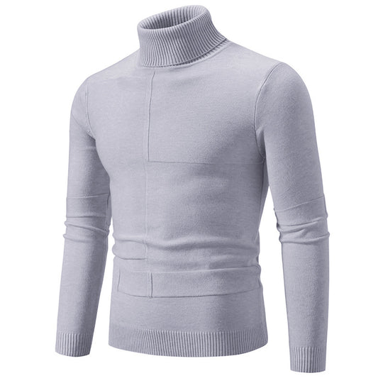 Herren eleganter Rollkragenpullover mit modernem Zopfmuster EB