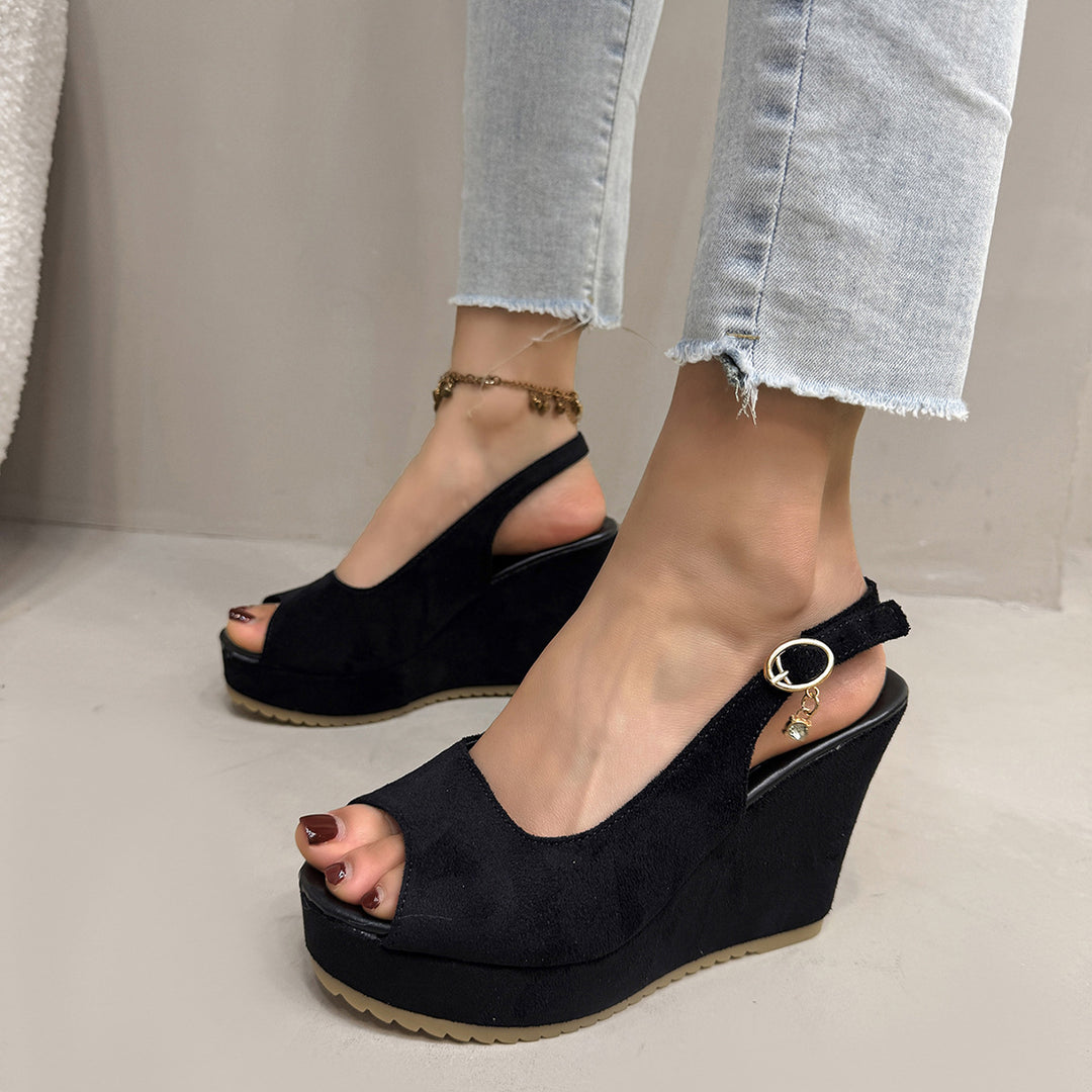 Damen Wedge-Sandalen mit modischem Perlen-Detail EB