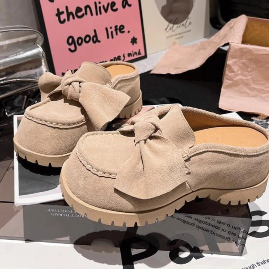 Damen Clogs mit dekorativem Schleifendesign und rutschfester Sohle EB