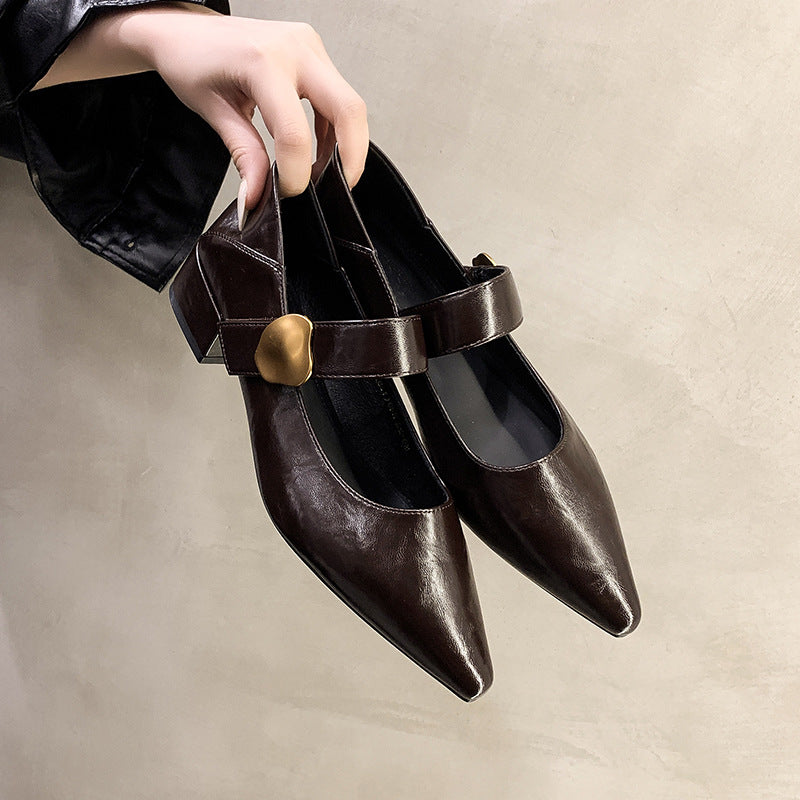 Damen Elegante Slipper mit dekorativem Riemchen und modischem Absatz EB