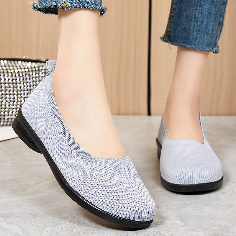Damen Bequeme Strick-Ballerinas mit elastischem Einstieg EB