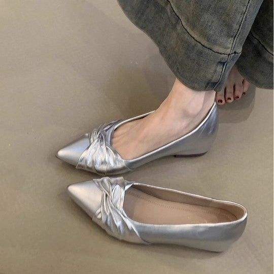 Damen elegante spitze Ballerinas mit modischer Schleifenapplikation EB