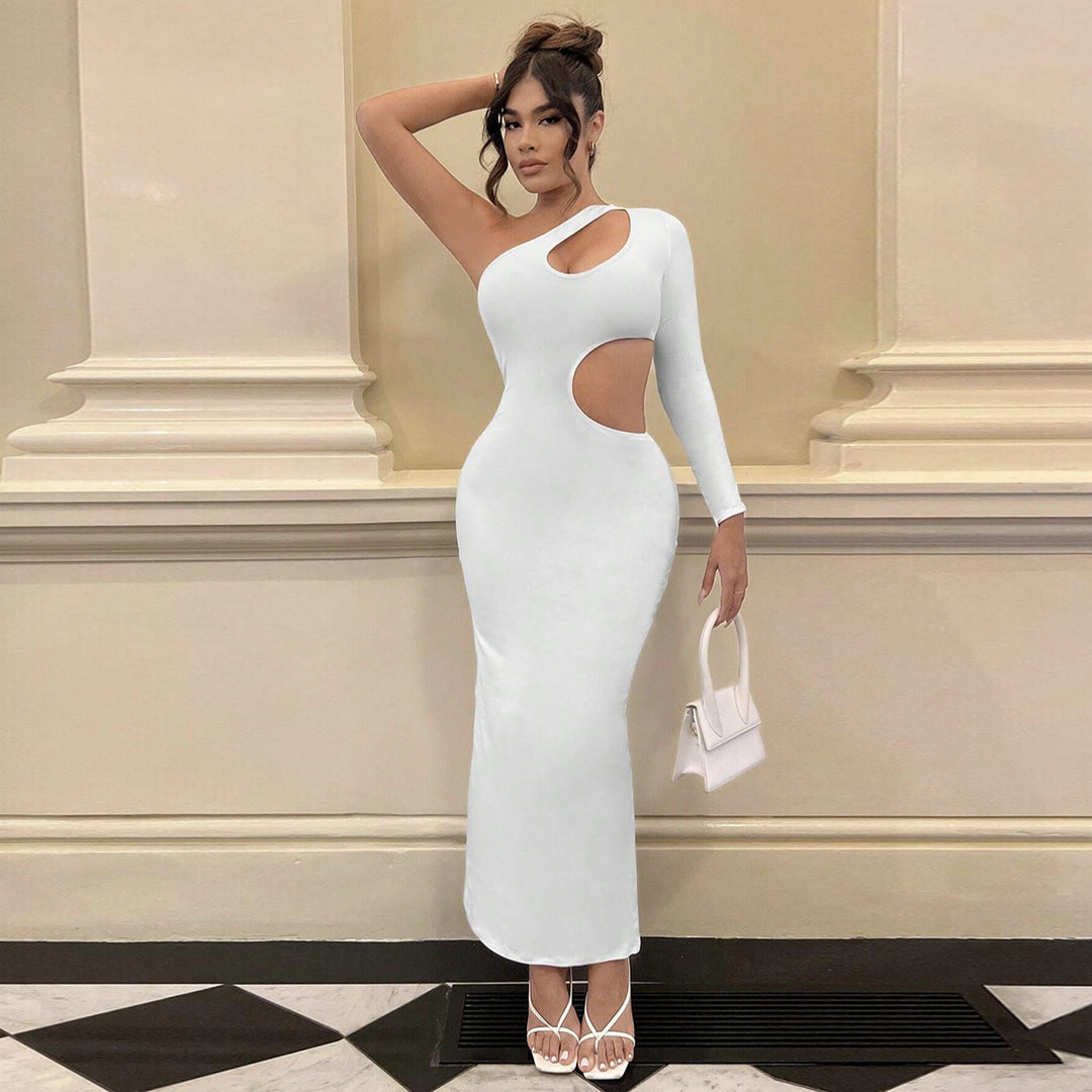 Damen Longsleeve Maxi-Kleid mit sexy Cut-Outs und figurbetontem Schnitt EB