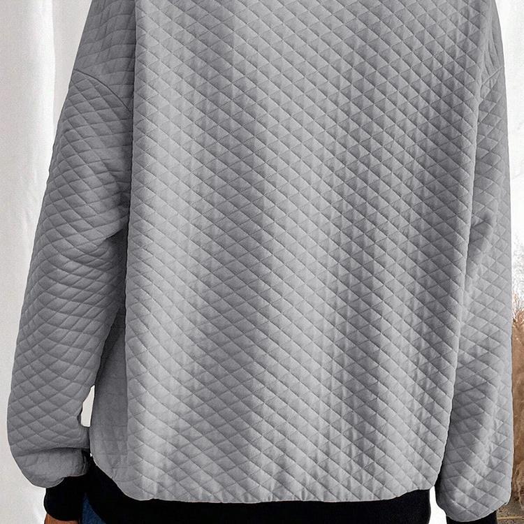 Damen oversized Stepp-Pullover mit klassischem Kragen und praktischen Knopfdetails EB