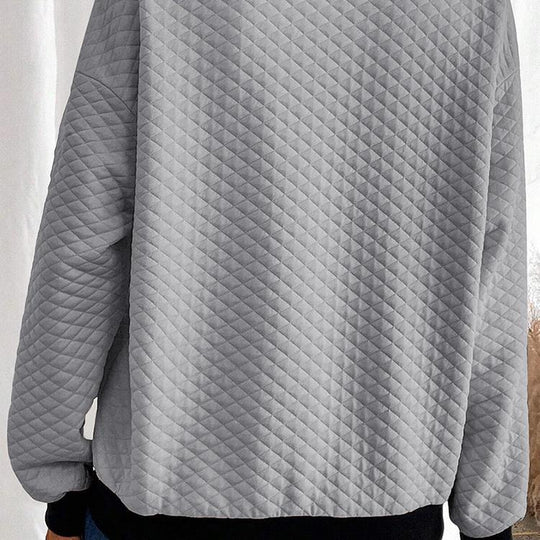 Damen oversized Stepp-Pullover mit klassischem Kragen und praktischen Knopfdetails EB