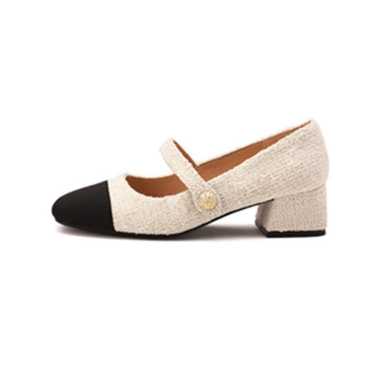 Damen elegante Mary Janes mit modischem Riemchen und bequemem Blockabsatz EB