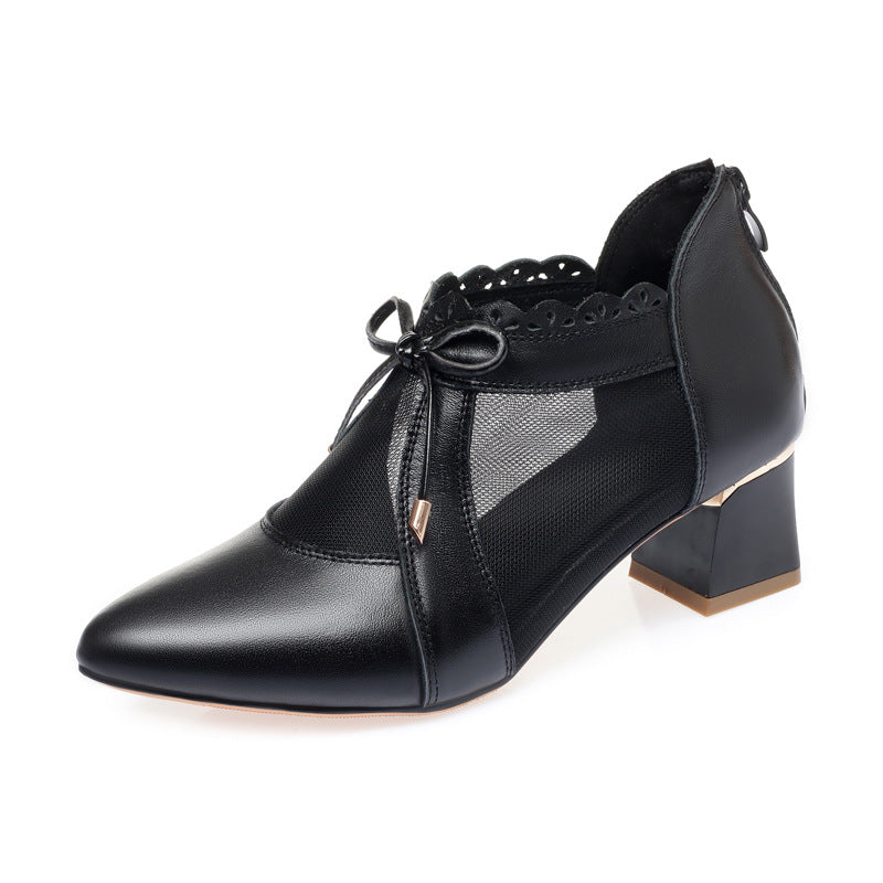 Damen Elegante Stiefeletten mit transparentem Mesh-Einsatz und modischem Riemen EB