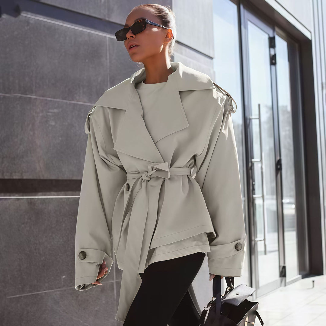Damen modische Trenchjacke mit Gürteldesign und lässigem Schnitt EB