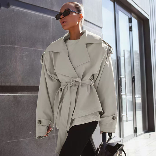 Damen modische Trenchjacke mit Gürteldesign und lässigem Schnitt EB