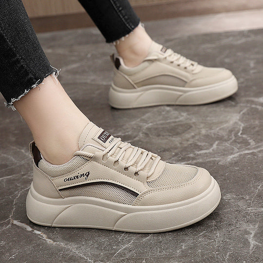 Damen trendige Plateau Sneakers mit atmungsaktiver Mesh-Oberfläche und dämpfendem Sohlenprofil EB