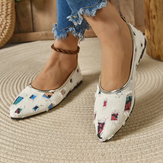 Damen elegante Ballerinas mit buntem Design EB