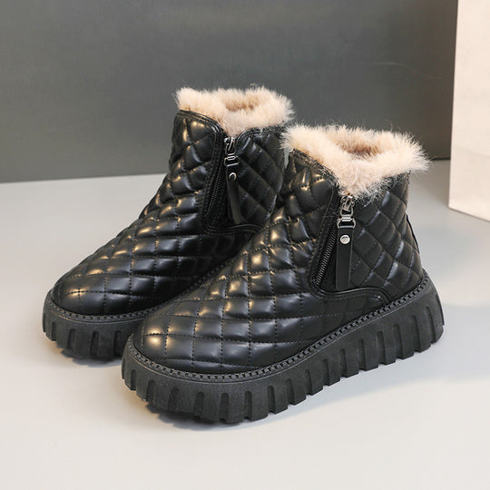 Damen Winterstiefel mit modischem Zipper-Design und kuscheligem Innenfutter EB