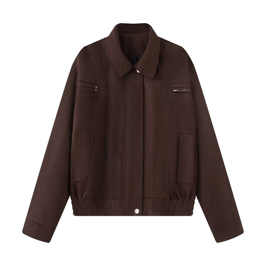 Damen stylische Übergangsjacke mit ausgefallenem Kragen EB