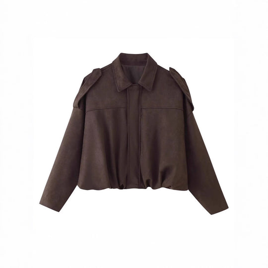 Damen Kurzgeschnittene Oversize Blousonjacke mit Schulterklappen EB