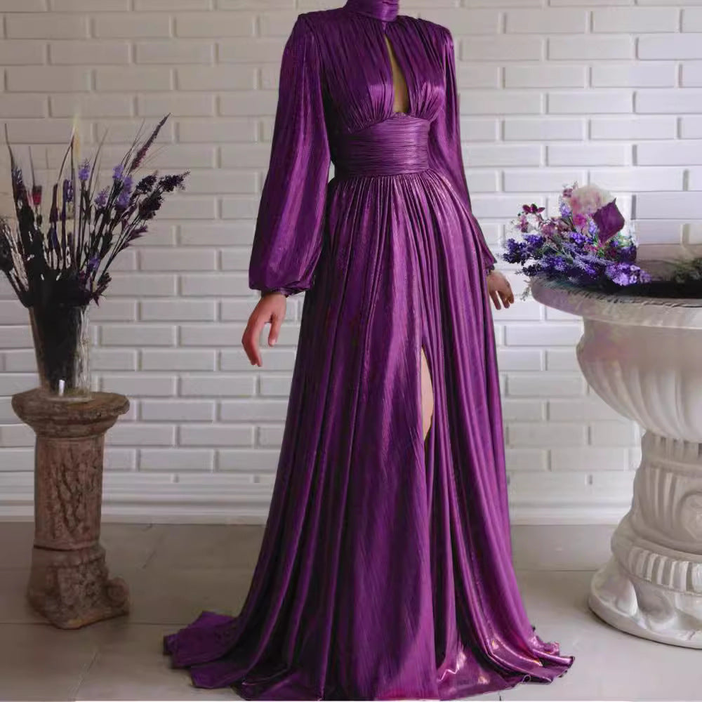 Damen Elegantes Maxikleid mit plissierten Details und luxuriösem Fall EB