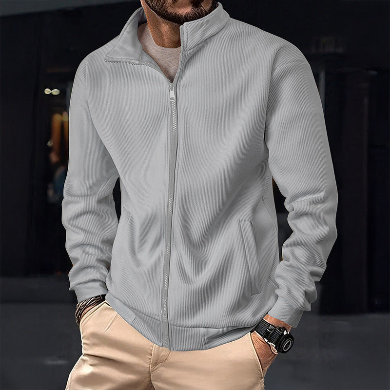 Herren Stylische Jacke mit Reißverschluss und hohem Kragen EB