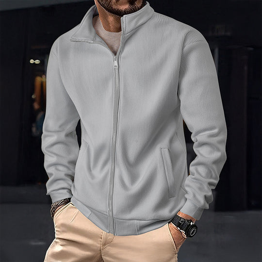 Herren Stylische Jacke mit Reißverschluss und hohem Kragen EB