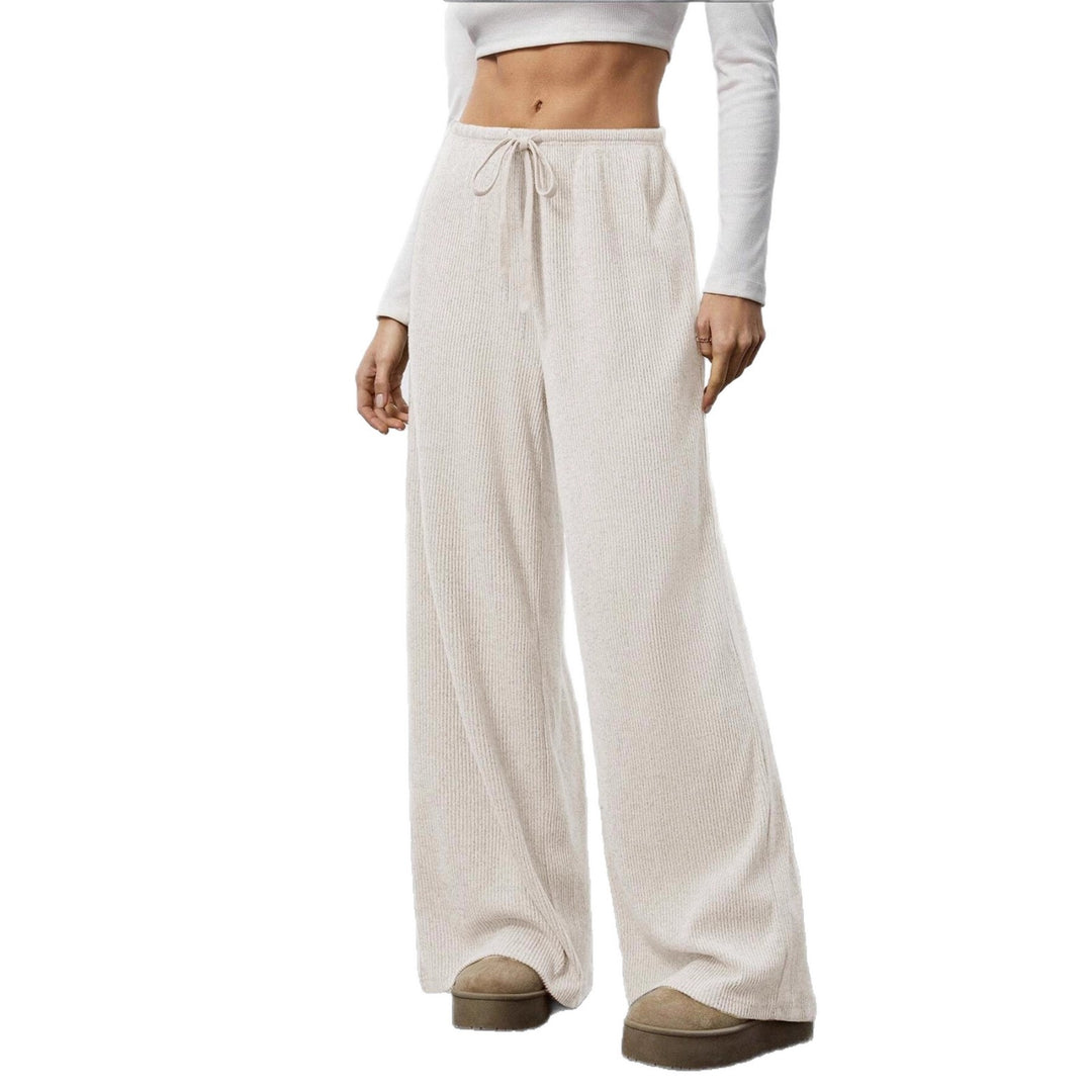 Damen Weit geschnittene Relax-Hose aus elastischem Strickmaterial mit Kordelzug EB